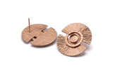 Rose Gold Moon Earring, 2 Rose Gold Plated Brass Half Moon Stud Earrings - Pad Size 6mm N0701 Q0824