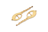 Gold Face Charm, 2 Gold Plated Brass Face Charms With 2 Loops, Pendants, Earrings, Findings (53x16x1mm) D0639 Q0738