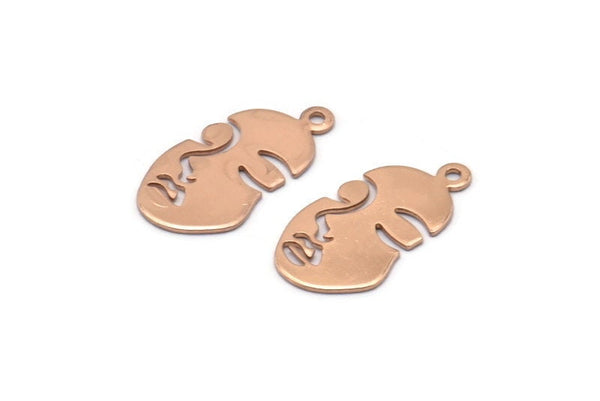 Rose Gold Face Charm, 8 Rose Gold Plated Brass Face Charms With 1 Loop, Charms, Pendants (20x11x0.60mm) D0608 Q0732