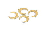 Brass Moon Charms, 24 Raw Brass Crescent Moon Charms With 1 Hole And 1 Loop, Pendants, Earrings, Findings (18x19x7x1mm) E146