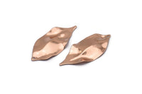 Rose Gold Leaf Charm, 4 Rose Gold Plated Brass Leaf Charms With 1 Hole, Earrings (35x16x0.40mm) D0572