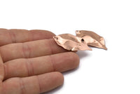 Rose Gold Leaf Charm, 4 Rose Gold Plated Brass Leaf Charms With 1 Hole, Earrings (35x16x0.40mm) D0572