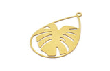 Brass Drop Charm, 10 Raw Brass Monstera Charms With 1 Loop, Findings (47x30x0.30mm) D1683