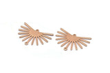 Rose Gold Sun Charm, 4 Textured Rose Gold Plated Brass Sun Charms With 2 Loops (22x30x0.80mm) M02275