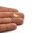 Rose Gold Sun Charm, 4 Textured Rose Gold Plated Brass Sun Charms With 2 Loops (22x30x0.80mm) M02275