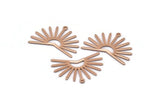 Rose Gold Sun Charm, 4 Rose Gold Plated Brass Sun Charms With 1 Loop (22x30x0.80mm) M02278