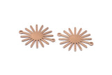 Rose Gold Sun Charm, 4 Rose Gold Plated Brass Sun Connectors With 2 Loops, Pendants (29x25x0.80mm) M01655 H0600