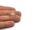 Rose Gold Sun Charm, 4 Rose Gold Plated Brass Sun Connectors With 2 Loops, Pendants (29x25x0.80mm) M01655 H0600