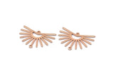Rose Gold Sun Charm, 4 Textured Rose Gold Plated Brass Sun Charms With 2 Loops (22x30x0.80mm) M02281 H0891