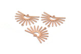 Rose Gold Sun Charm, 4 Textured Rose Gold Plated Brass Sun Charms With 2 Loops (22x30x0.80mm) M02281 H0891