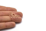 Rose Gold Sun Charm, 4 Textured Rose Gold Plated Brass Sun Charms With 2 Loops (22x30x0.80mm) M02281 H0891