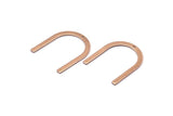 Rose Gold U Shape Charm, 4 Rose Gold Plated Brass U Shaped Charms With 1 Hole (30x25x0.80mm) M02102