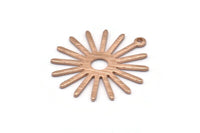Rose Gold Sun Charm, 4 Textured Rose Gold Plated Brass Sun Charms With 1 Loop (27x0.80mm)  M01646 H0899