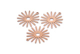Rose Gold Sun Charm, 4 Textured Rose Gold Plated Brass Sun Charms With 1 Loop (27x0.80mm)  M01646 H0899