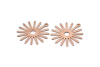 Rose Gold Sun Charm, 4 Textured Rose Gold Plated Brass Sun Charms With 1 Loop (27x0.80mm)  M01646 H0899