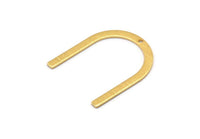Gold U Shape Charm, 4 Textured Gold Plated Brass U Shaped Charms With 1 Hole (30x25x0.80mm) M02105