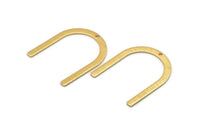 Gold U Shape Charm, 4 Textured Gold Plated Brass U Shaped Charms With 1 Hole (30x25x0.80mm) M02105