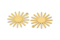 Gold Sun Charm, 4 Gold Plated Brass Sun Charms With 1 Loop (27x0.80mm) A1727 M01676