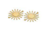 Gold Sun Charm, 4 Textured Gold Plated Brass Sun Connectors With 2 Loops, Pendants (29x25x0.80mm) M01652 Q0461