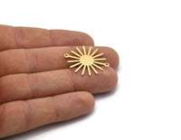 Gold Sun Charm, 4 Textured Gold Plated Brass Sun Connectors With 2 Loops, Pendants (29x25x0.80mm) M01652 Q0461