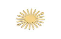 Gold Sun Charm, 4 Gold Plated Brass Sun Charms With 2 Loop (33x30x0.80mm) M02229