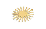 Gold Sun Charm, 4 Gold Plated Brass Sun Charms With 2 Loop (33x30x0.80mm) M02229