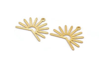 Gold Sun Charm, 4 Textured Gold Plated Brass Sun Charms With 1 Loop (20x25x0.80mm) M02295