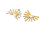 Gold Sun Charm, 4 Textured Gold Plated Brass Sun Charms With 1 Loop (20x25x0.80mm) M02295