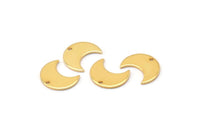 Gold Moon Charm, 4 Gold Plated Brass Crescent Moon Charms With 1 Hole (15x8x1mm) M01844