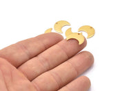 Gold Moon Charm, 4 Gold Plated Brass Crescent Moon Charms With 1 Hole (15x8x1mm) M01844