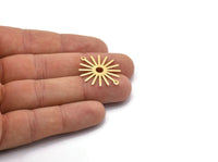 Gold Sun Charm, 4 Gold Plated Brass Sun Connectors With 2 Loops, Pendants (29x25x0.80mm) M01641 Q0891
