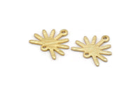 Gold Sun Charm, 8 Textured Gold Plated Brass Sun Charms With 2 Loops (13x15x0.80mm) M02259