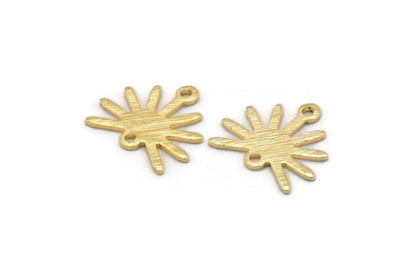 Gold Sun Charm, 8 Textured Gold Plated Brass Sun Charms With 2 Loops (13x15x0.80mm) M02259