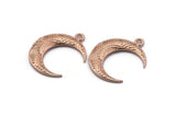 Rose Gold Moon Charm, 1 Rose Gold Plated Textured Horn Charms, Pendant, Jewelry Finding (27x8x3.30mm) N0237 Q0206