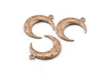 Rose Gold Moon Charm, 1 Rose Gold Plated Textured Horn Charms, Pendant, Jewelry Finding (27x8x3.30mm) N0237 Q0206