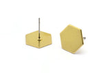 Brass Hexagon Earring, 8 Raw Brass Hexagon Stud Earrings (12.5x0.80mm) A0954 A1337