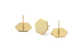 Gold Hexagon Earring, 4 Gold Plated Brass Hexagon Stud Earrings (12.5x0.80mm) A0954 A1337