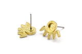 Brass Eye Earring, 6 Raw Brass Eye Stud Earrings - Stone Setting - Pad Size 4mm (16x11x1.5mm) N1302