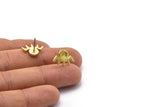 Brass Eye Earring, 6 Raw Brass Eye Stud Earrings - Stone Setting - Pad Size 4mm (16x11x1.5mm) N1302