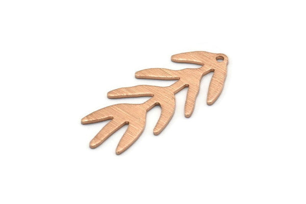 Rose Gold Bough Charm, 4 Textured Rose Gold Plated Brass Bough Charms With 1 Hole, Leaf Charm Earrings (30x13x0.80mm) M01691