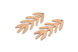 Rose Gold Bough Charm, 4 Textured Rose Gold Plated Brass Bough Charms With 1 Hole, Leaf Charm Earrings (30x13x0.80mm) M01691