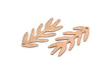 Rose Gold Bough Charm, 4 Textured Rose Gold Plated Brass Bough Charms With 1 Hole, Leaf Charm Earrings (30x13x0.80mm) M01691