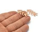 Rose Gold Bough Charm, 4 Textured Rose Gold Plated Brass Bough Charms With 1 Hole, Leaf Charm Earrings (30x13x0.80mm) M01691