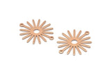 Rose Gold Sun Charm, 4 Rose Gold Plated Brass Sun Connectors With 2 Loops, Pendants (29x25x0.80mm) M01641 Q0891