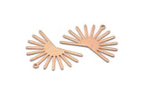 Rose Gold Sun Charm, 4 Textured Rose Gold Plated Brass Sun Charms With 1 Loop (22x30x0.80mm) M02269