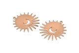 Rose Gold Sun Charm, 2 Rose Gold Plated Brass Sun And Crescent Charms With 1 Loop, Findings (29x28x0.80mm) M02012
