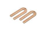 Rose Gold U Shape Charm, 6 Textured Rose Gold Plated Brass U Shaped Charms With 1 Hole (22x9x0.80mm) M02096