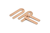 Rose Gold U Shape Charm, 6 Textured Rose Gold Plated Brass U Shaped Charms With 1 Hole (22x9x0.80mm) M02096