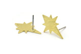 Brass North Star Earring, 8 Textured Raw Brass Pole Star Shaped Stud Earrings (20x15x0.80mm) M02554 A0553