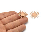 Rose Gold Sun Charm, 4 Rose Gold Plated Brass Sun Charms With 1 Loop (27x0.80mm) A1727 M01676